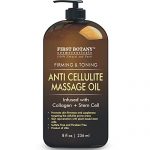Anti Cellulite Massage Oil – Infused w/ Collagen & Stem Cell – 100% Natural Massage Lotion & Cellulite cream, Remover & Massager – Helps Skin Tightening & Stretch Mark treatment for Women & Men – 8 oz