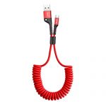 USB Type C Cable for Car, Baseus Retractable USB C Cable(3FT) Curly USB A to USB-C Fast Charger Cord Compatible Samsung Galaxy S10 S9 S8 Plus Note 9 8, Moto Z, LG5/G6/V20, USB C Devices (Red)