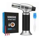 Sondiko Butane Torch, Refillable Kitchen Torch Lighter, Fit All Butane Tanks Kitchen Torch with Safety Lock and Adjustable Flame for Desserts, Creme Brulee, BBQ, and Baking-Butane Gas Is Not Included