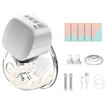 Wearable Breast Pump Momkhx Hands-Free Breast Pump with 2 Mode & 5 Levels, Portable Electric Wearable Breast Pump, Breastpump Can Be Worn in-Bra (24mm, Gray)