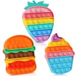 ROSUN Push Pop Bubble Sensory Fidget Toy, Autism Special Needs Stress Relief Silicone Pressure Relieving Toys Icecream Strawberry Hamburger Sensory Toys for Kids Adults