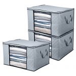 BoxLegend Clothes Storage Bag Large Capacity Organizer with Reinforced Handle Thick Fabric Large Clear Window for Comforters, Blankets, Bedding 3PCS, 90L,60x43x35cm