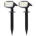 Solar Lights Outdoor Garden, Rufykiri IP67 Waterproof 52LED Solar Spot Lights Outdoor, 3Mode Solar Outdoor Lights, 2-in-1 Solar Landscape Spotlights/Wall Lights Decorative for Pathway Yard Patio 2Pack