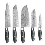 DFITO Kitchen Knife Set, Ultra Sharp HC Stainless Steel Chef Knife Set Professional Japanese Knife Set for Kitchen, Rivet Pakka Wood Handle Knife Set