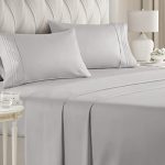 Twin Size Sheet Set – 4 Piece Set – Hotel Luxury Bed Sheets – Extra Soft – Deep Pockets – Easy Fit – Breathable & Cooling – Wrinkle Free – Comfy – Light Grey Bed Sheets – Twins Sheets – 4 PC