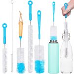 Turbo Microfiber Bottle Brush Cleaner Pack – Set of 5 Long, Cleaning Brushes for Baby Bottles, Water Bottles, Straws, Tumblers, Wine Decanters and Flask – Kitchen Supplies