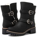 GLOBALWIN Women’s Fur Boots Fashion Combat Ankle Boots for Women Black 7.5M