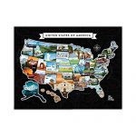 See Many Places Scratch Off Map of The United States – 28x22in Frameable Poster-Travel Map with Custom State Pictures & Gold Foiling, Black