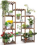 Plant Stand Indoor Outdoor,CFMOUR 10 Tire Tall Large Wood Plant Shelf Multi Tier Flower Stands,Garden Shelves Wooden Plant Display Holder Rack for Living Room Corner Balcony Office Lawn Patio