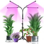 Grow Light with Stand,GHodec Four-Head Plant Light for Indoor Plants,80LED Red Blue Floor Grow Lamp with 3/9/12 Timer,Tripod Stand Adjustable 15-48 in