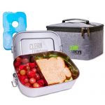 Clean Lunch’N Large Stainless Steel Bento Lunch Box, Adjustable/Removeable Divider – 50 Oz. Freezer-Safe Meal Prep Container for Kids & Adults – Eco-Friendly & BPA Free – Includes Lunch Bag & Ice Pack