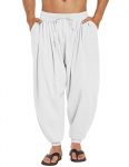 COOFANDY Men’s Linen Pants Lightweight Cotton Hippie Pants Casual Beach Trousers