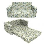 Truwelby Kids Sofa, Children’s Extra Wide Convertible Sofa to Lounger – Extra Soft 2 Seats 2 in 1 Flip Open Chair & Sleeper, Cute Dinosaur Print Toddler Chair Kids Couch for Kids Girls Boys