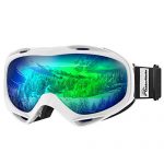 OutdoorMaster OTG Ski Goggles – Over Glasses Ski/Snowboard Goggles for Men, Women & Youth – 100% UV Protection (Panda Frame + VLT 17% Grey Lens with Full REVO Green)