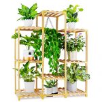 5 Tier 8 Potted Hanging Plant Stand Indoor Outdoor, Bamboo Tall Plant Shelf Hold Multiple Plants Flower Pots, Large Storage Rack for Corner, Living Room, Balcony and Bedroom.