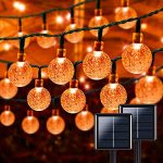 Orange 2-Pack 46FT 160 LED Crystal Globe Solar Halloween Lights, Ultra-Long Solar String Lights Outdoor Waterproof, 8 Modes Solar Outdoor Halloween Decorations for Party Garden Patio Tree (Orange)