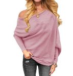 OmicGot Women’s Off The Shoulder Tops Pullover Sweaters Fashion Sweatshirts for Women Tops, Baby Pink, Medium