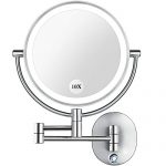 AmnoAmno Vanity Mirror 8.5″ LED Double Sided Swivel Wall Mount Makeup Mirror with 10x Magnification,13.7″ Extension,Touch Button Adjustable Light,Suitable for Bedroom or Bathroom