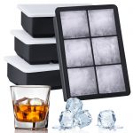 Kootek Large Ice Cube Trays for Cocktails 4 Pack – Silicone Ice Cube Mold for Whiskey, Easy Release Reusable Molds with Removable Lids for Making 24 Pcs Large Ice Cubes (Black)