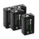 Bonai Rechargeable 9V Batteries 600mAh High Capacity 9V Rechargeable Batteries,(4 Pack) 9 Volt Lithium Batteries for Smoke Alarms Metal Detector etc – Long-Lasting & Economical