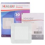 HEALQU Bordered Gauze Island Dressing – 30 Count, 4″ x 4″ Sterile Individually Wrapped Gauze Pads with Water-Resistant, Non-Woven Backing – Soft and Breathable Wound Dressing for First Aid and Medical