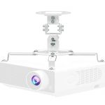 WALI Projector Ceiling Mount, Universal Low Profile Projector Mount with Retractable Arms and Multiple Adjustment Function (PM-002-W), White
