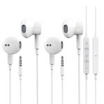 【2 Pack】 Wired Earbuds Headphones, 3.5mm Earphones with Microphone for iPhone Headphones, Noise Isolating Volume Control Stereo Bass, Compatible with iPhone iPad iPod MP3 Android for Computer