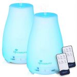 Diffuserlove 2 Pack Essential Oil Diffuser 200ML Remote Control Ultrasonic Aromatherapy Diffuser Mist Humidifiers with Waterless Auto Shut-Off for Bedroom Office Yoga