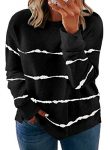 Happy Sailed Womens Plus Size Tie Dye Sweatshirt Casual Long Sleeve Crew Neck Striped Pullover Tops,3X Black