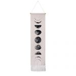 Martine Mall Tapestry Wall Hanging Tapestries Nine Phases of The Full Growth Cycle of The Moon Wall Tapestry Cotton Linen Wall Art, Modern Home Decor (White Moon Phase Change, 12.99″ x 52.75″)