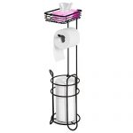 Toilet Paper Holder Stand Tissue Paper Roll Dispenser with Shelf ,Toilet roll Holder with Shelf(Brown)