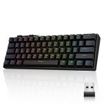 Tezarre TK61Pro Bluetooth/2.4G/USB 60% Mechanical Gaming Keyboard RGB Hotswappable PBT Keycaps Wireless/Wired Keyboard for Windows PC Gamer (Gateron Optical Blue)