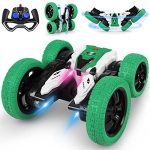 Electric Competitive Stunt car,Double-Sided Rotation 360°, high-Speed Four-Wheel Drive Off-Road Vehicle, Remote Control Stunt car, Gift Toys for Boys 6 7 8 9 10 11 12 Year Old (Green)
