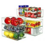 Refrigerator Organizer Bins, Clear Plastic Fridge Organizer with Built-In Handles for Freezer, Cabinet, Countertops, Cupboard, Kitchen Pantry Organization and Storage Bins（Set of 6,3 Large & 3 Medium）