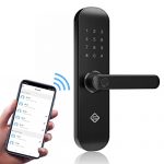 PINEWORLD E202 Tuya WiFi and Bluetooth Smart Lock, Fingerprint keyless Entry Door Lock, keypad Door Lock with Handle, Tuya Remote Application and Office/Apartment Door Lock, Reversible Handle