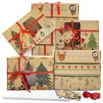 Gift Box 12 Packs Chocolate Gift Box Christmas Cookie Boxes with Window,Bakery Treat Boxes Gift Baking Box Christmas Kraft Gift Boxes with Ribbons and DIY Gift Tags for Gift Giving, Pastry, Candy, Party Favors