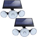 Commercial Grade 2-Pack 140 LED Solar Lights Outdoor, Super Bright 3 Lighting Modes Solar Motion Lights Outdoor, Wireless 3 Adjustable Heads Security
