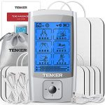 TENKER EMS TENS Unit Muscle Stimulator, 24 Modes Dual Channel Electronic Pulse Massager for Pain Relief/Management & Muscle Strength Rechargeable TENS Machine with 8 Pcs Electrode Pads
