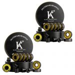 Premium Skateboard Bearings, 608rs Longboard Bearing Black Ceramic Balls – Titanium Coated – Precision Fast Spin ABEC-11 Bearings with Washers and Spacers (Pack of 16) (2, 608)