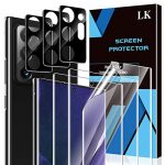 [6 Pack] LK 3 Pack Screen Protector Compatible with Samsung Galaxy Note 20 Ultra 5G 6.9-inch & 3 Pack Camera Lens Protector, Positioning Tool, Fingerprint Reader Support, Flexible TPU Film