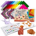 Origami Paper | 350 Origami Paper Kit | Set Includes – 300 Sheets 20 Colors 6×6 | 50 Traditional Japanese Patterns | Origami Book 25 Easy Colored Projects | Kids Crafts | Christmas Gifts for boys 8-12