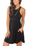 Unbranded Women’s Sleeveless Loose Plain Dresses Casual Short Dress with Pockets Black Large