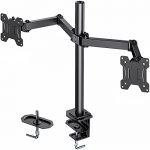 HUANUO Dual Monitor Stand for 13-27 inch Screens, Heavy Duty Fully Adjustable Monitor Desk Mount, VESA Mount with C Clamp, Each Arm Holds 4.4 to 17.6lbs