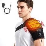 Heated Shoulder Wrap with Massage, Electric Shoulder Heating Pad Massager for Men Women Frozen Shoulder Rotator Cuff AC Joint Dislocation Pain Relief with AC Adapter