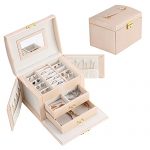 Warminn Jewelry Box 3 Tier Jewelry Organizer with Drawers,Mirror and Lock Portable Travel Jewelry Storage Case for Rings,Earrings,Watches,Necklaces,Bracelets Gifts for Women Girls Girlfriend Wife Pink