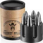 Whiskey Stone Bullets Gift Set – Stainless Steel Bullet shaped Whiskey Stones with Revolver Freezer Base, Reusable Bullet Ice Cube for Whiskey Gift Set for Men, Dad, Husband, Boyfriend(Silver)