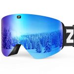ZIONOR X11 Ski Snowboard Snow Goggles with Magnetic Interchangeable Cylindrical Lens Anti-Fog UV Protection for Men Women Adult （VLT 22% Blue Lens）