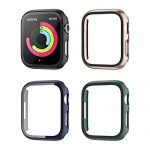 4 Pack Compatible with Apple Watch Series 7 Case 45mm with Tempered Glass Screen Protector, HASDON Ultra-Thin Overall Protective Cover for iWatch 7 Accessories (Black/Rose Gold/Midnight Blue/Green)