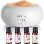 GRATIA NATURALS Aromatherapy Essential Oil Diffuser with Essential Oils Set, 7 Color Night Lights, 2 Mist Options, 4 Timer, Ultrasonic Silent Cool Mist Humidifier, Aroma Diffuser for Large Room