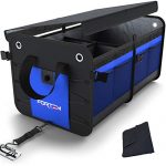 FORTEM Car Trunk Organizer, SUV Trunk Organizer, Car Storage Organizer, Collapsible Multi Compartment Car Organizer, Non Slip Bottom, Adjustable Securing Straps, Foldable Cover (2 Compartments, Blue)